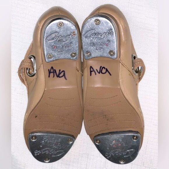 Capezio Dance Tap Shoes Child 11M "Mary Jane" Velcro Strap Caramel Performance - Picture 6 of 9